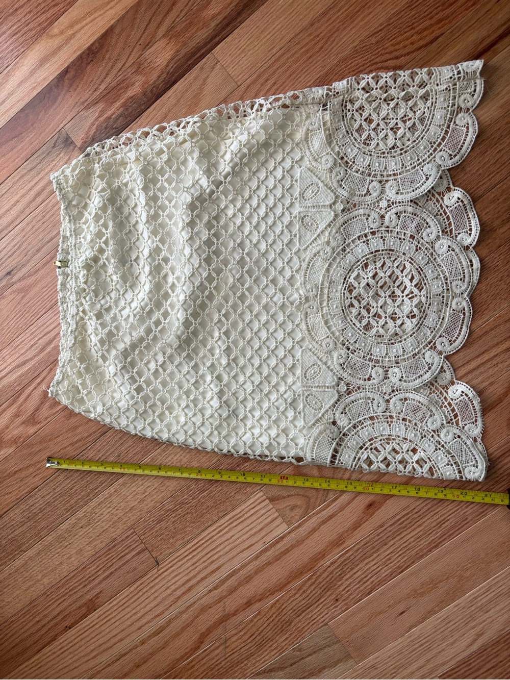 Sage Ivory Crochet Lace Pencil Skirt Boho Bridal Country Lined Women’s Size M‎ - Picture 4 of 5